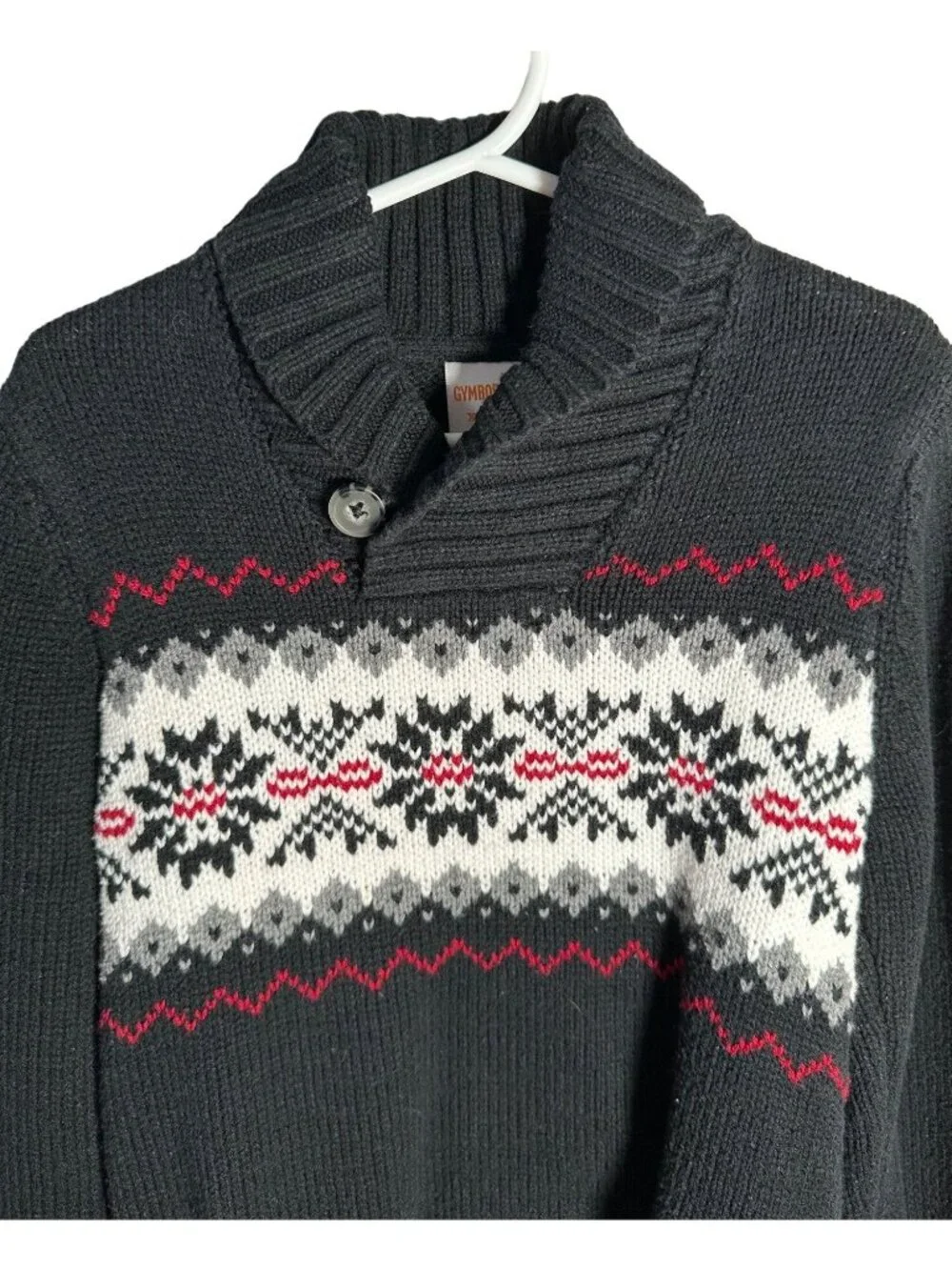 Lot of 2 Gymboree Sweater Shirt Boy 4 XS Black Red Plaid Snowflake Long Sleeve